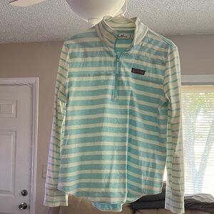 Vineyard Vines Light Blue and White Striped Pullover
